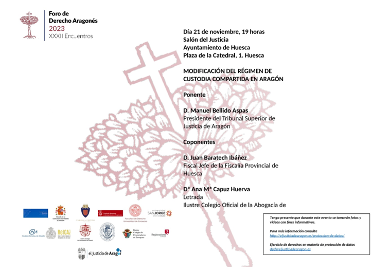 Programa 3ª Sesión Encuentros de los XXXII Encuentros del Foro de Derecho Aragonés